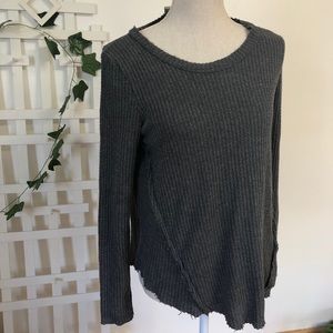 Papercrane Grunge Long Sleeve Shirt Ribbed Cotton Hippie Grey Size Small